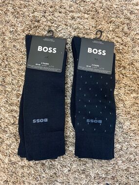 BOSS Men's Navy Dress Socks 2- 2 Packs